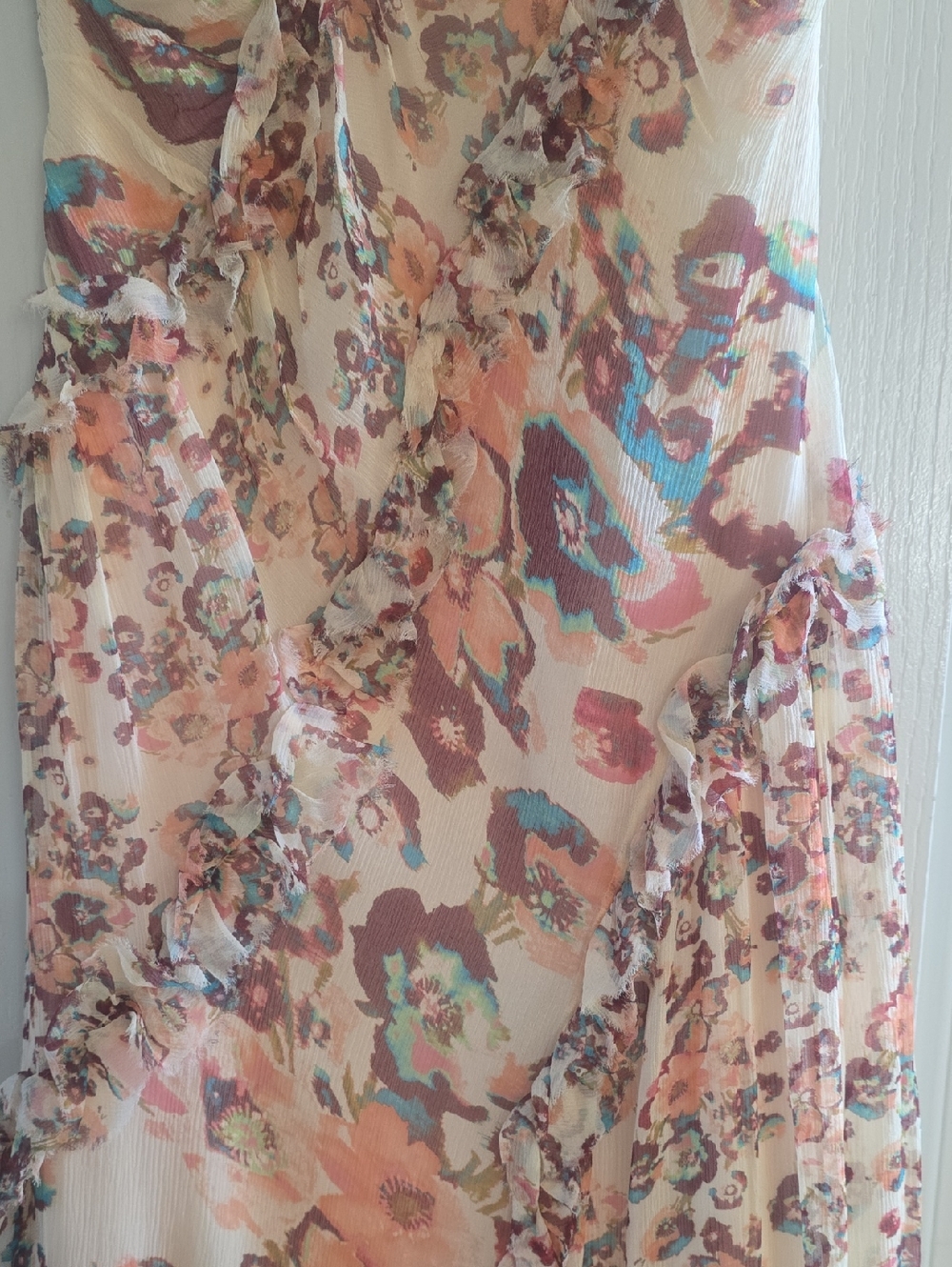 Ulla Johnson Floral Ruffled Sleeveless Dress - Cream Multi - Picture 5 of 11